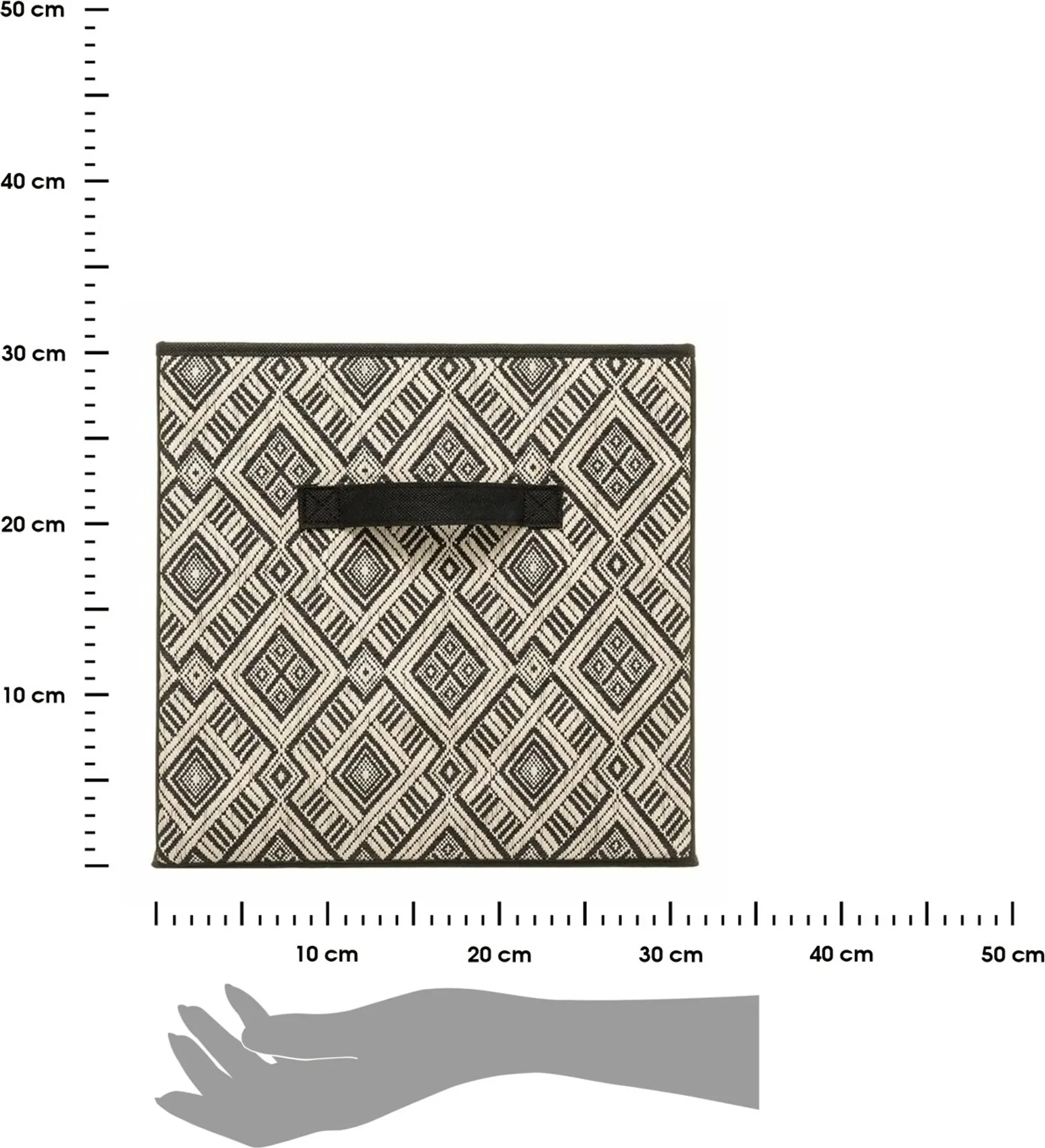 Aufbewahrungskorb Mix N Modul „Ethnic“ – 31 × 31 × 31 cm, Schwarz/Weiß
